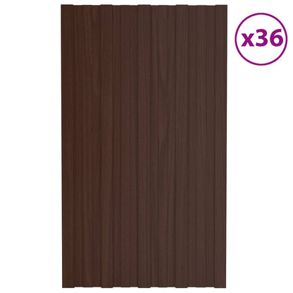 Roof Panel 36 pcs Brown 31.50 x 17.72 in Galvanised steel