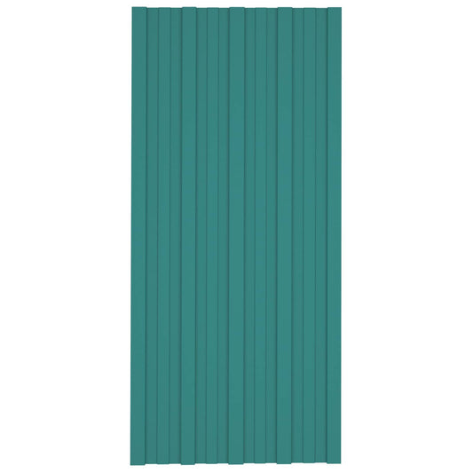 Roof Panel 12 pcs Green 100 x 45 cm Galvanised steel