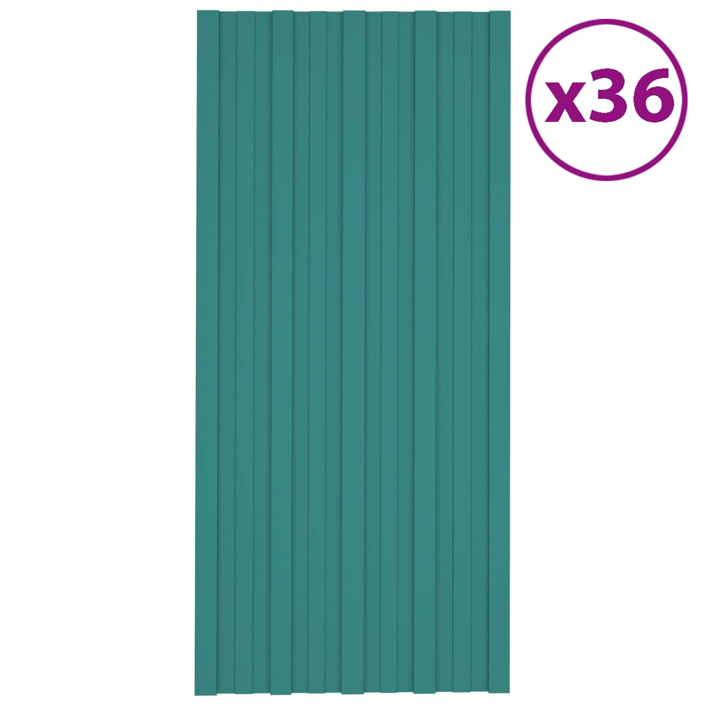 Roof Panel 36 pcs Green 100 x 45 cm Galvanised steel