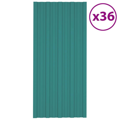 Roof Panel 36 pcs Green 100 x 45 cm Galvanised steel