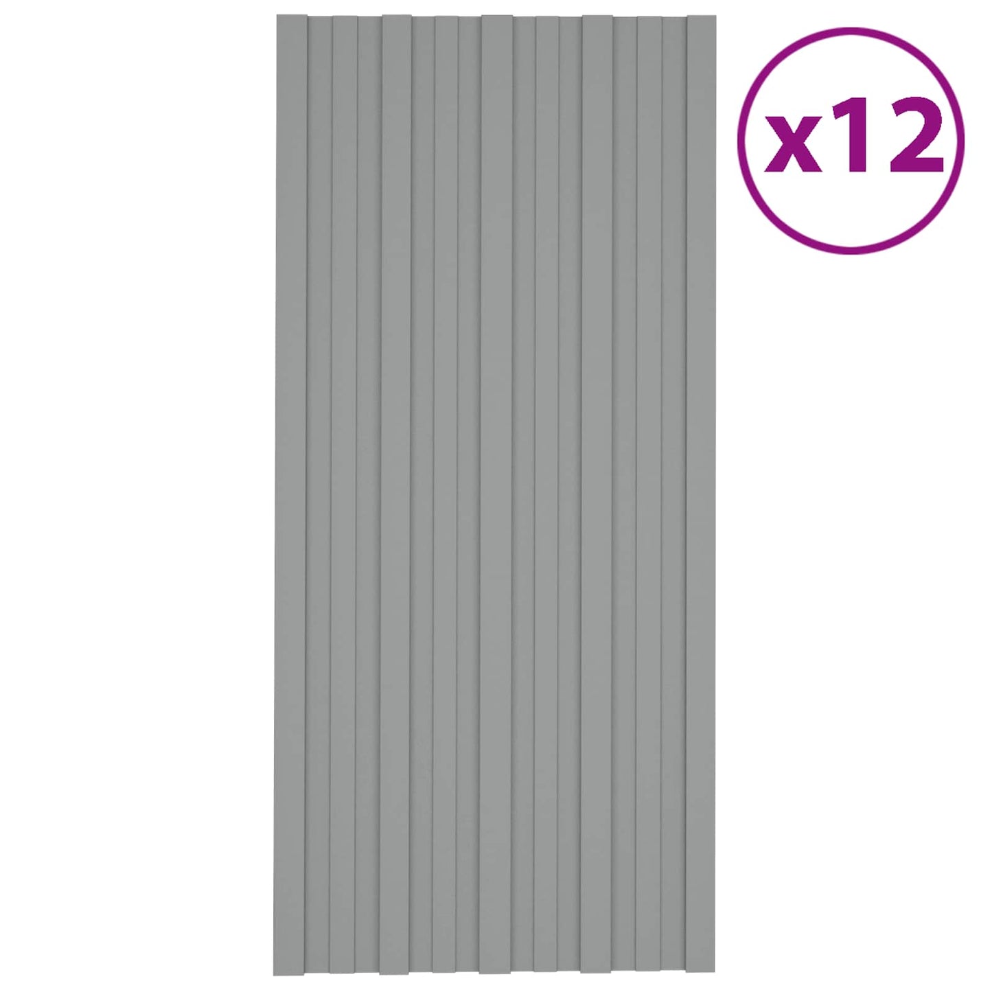 Roof Panel 12 pcs Grey 39.37 x 17.72 in Galvanised steel