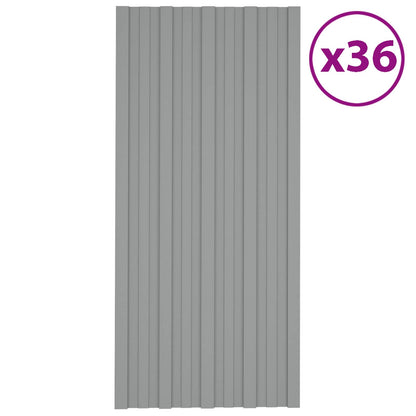 Roof Panel 36 pcs Grey 100 x 45 cm Galvanised steel