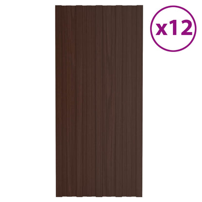 Roof Panel 12 pcs Brown 39.37 x 17.72 in Galvanised steel