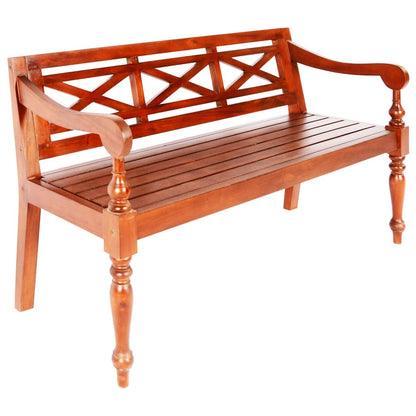 Batavia Bench 123 cm Solid Mahogany Wood Dark Brown