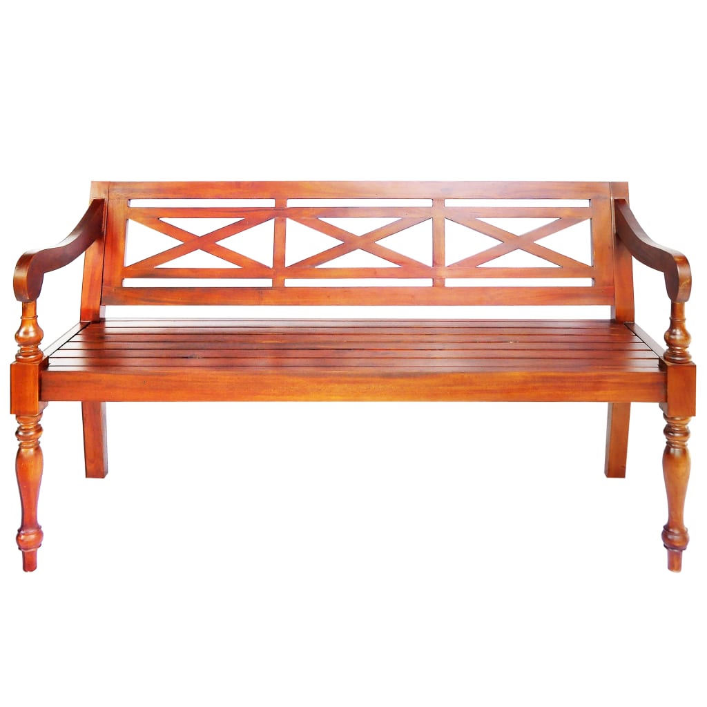 Batavia Bench 123 cm Solid Mahogany Wood Dark Brown