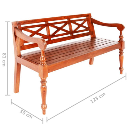 Batavia Bench 123 cm Solid Mahogany Wood Dark Brown