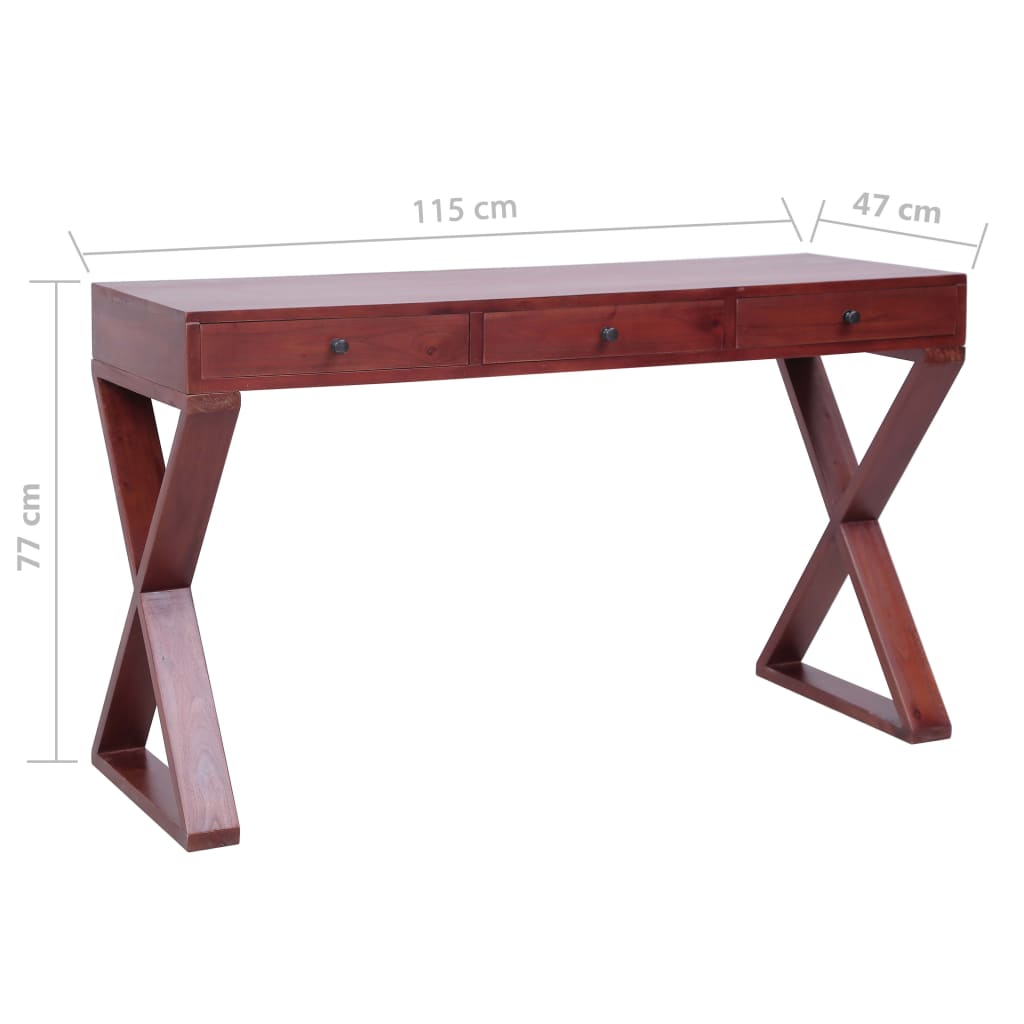 Computer Desk Brown 45.3x18.5x30.3" Solid Mahogany Wood