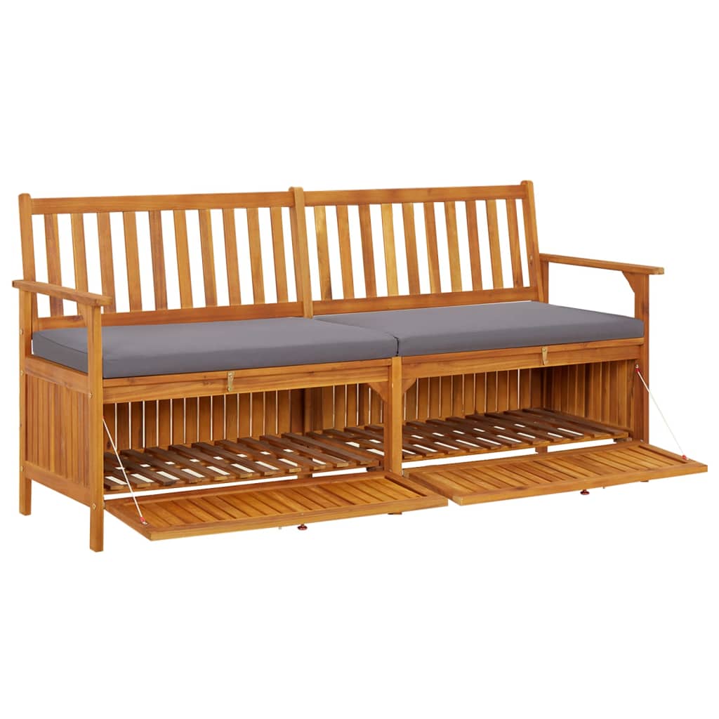 Storage Bench with Cushion 66.9" Solid Wood Acacia