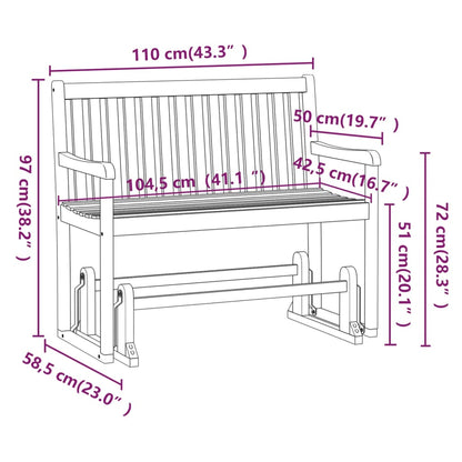Swing Bench | Brown | Solid acacia wood | 110 cm | Swing Bench