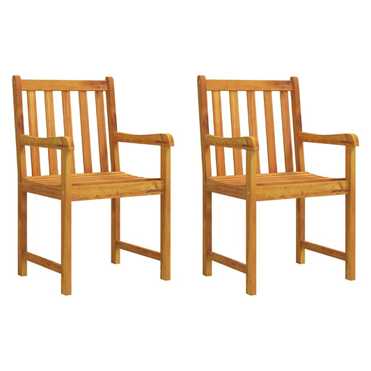 Garden chairs 2 pcs Natural Solid Acacia Wood