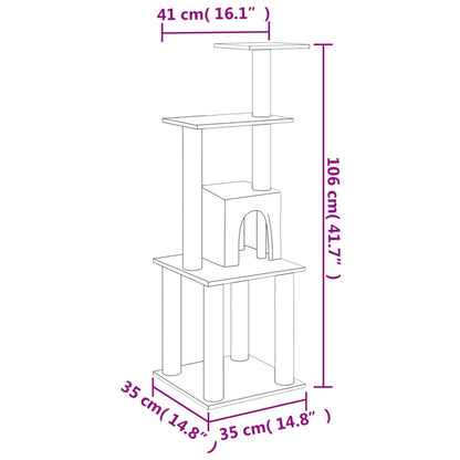 Cat Tree with Sisal Scratching Posts Light Grey 105 cm