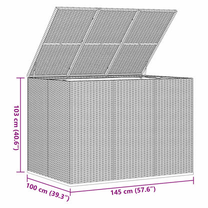 Garden Cushion Box PE Rattan 145x100x103 cm Grey