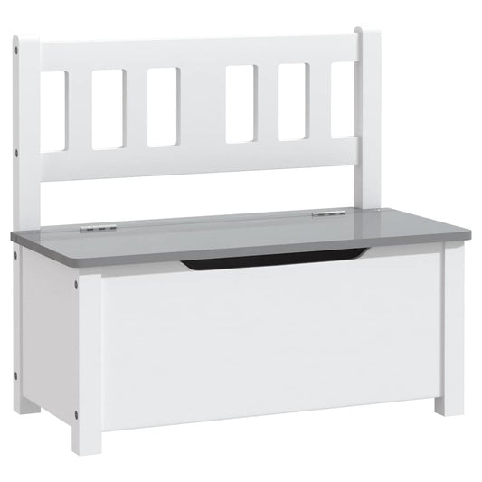 Children's Storage Bench | White and Grey | MDF | Compact