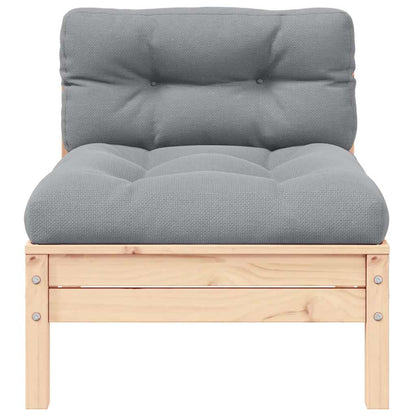 Patio Middle Sofa with Gray Cushions Solid Pinewood