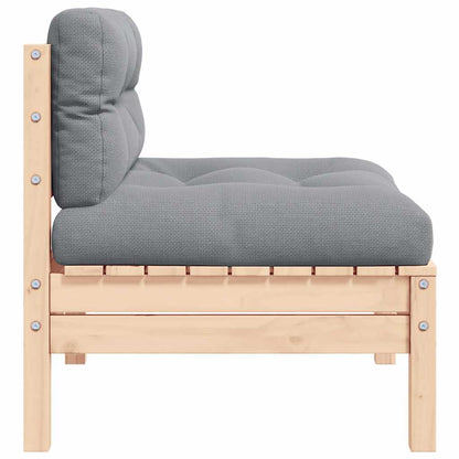 Patio Middle Sofa with Gray Cushions Solid Pinewood