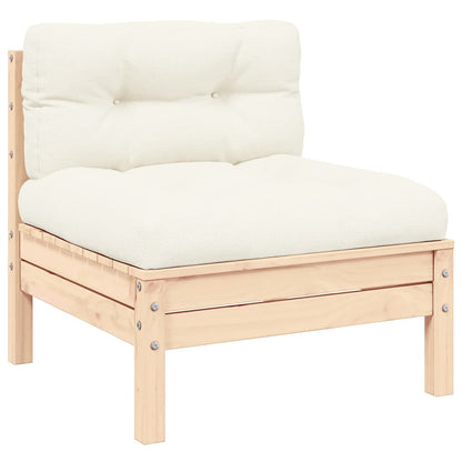 Patio Middle Sofa with Cream Cushions Solid Pinewood