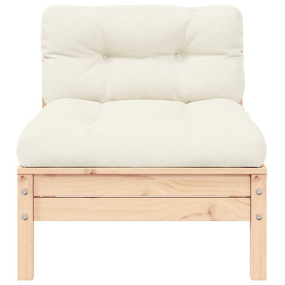 Patio Middle Sofa with Cream Cushions Solid Pinewood