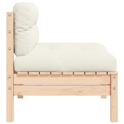 Patio Middle Sofa with Cream Cushions Solid Pinewood