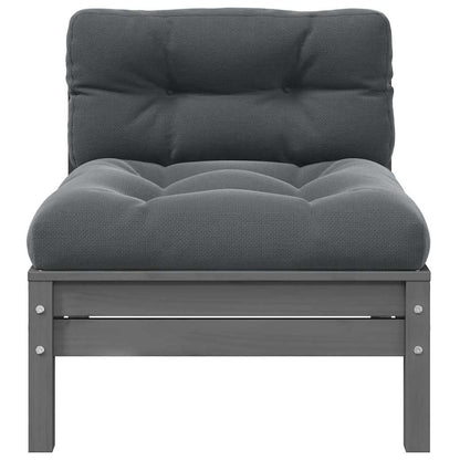 Patio Middle Sofa with Anthracite Cushions Gray Solid Pinewood