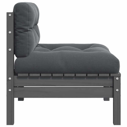 Patio Middle Sofa with Anthracite Cushions Gray Solid Pinewood
