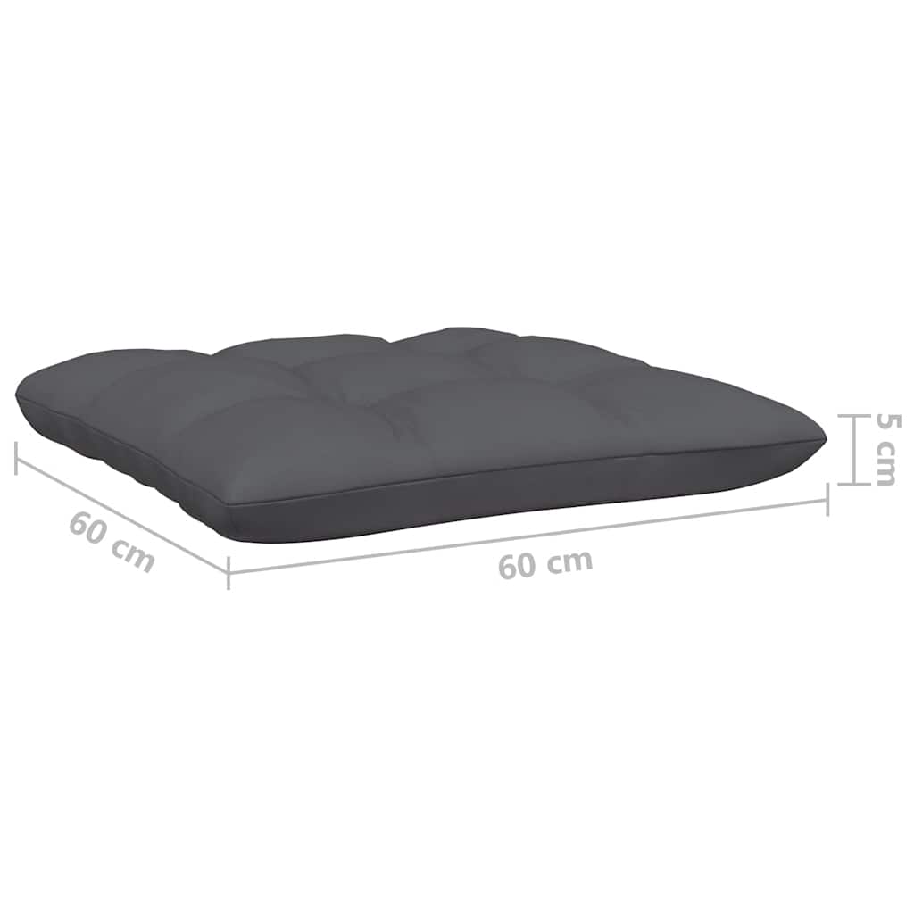 Patio Middle Sofa with Anthracite Cushions Gray Solid Pinewood