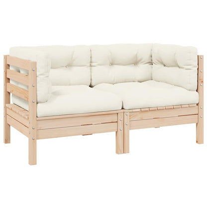 2-seater Garden Sofa Set of 2 Cream, Natural Wood