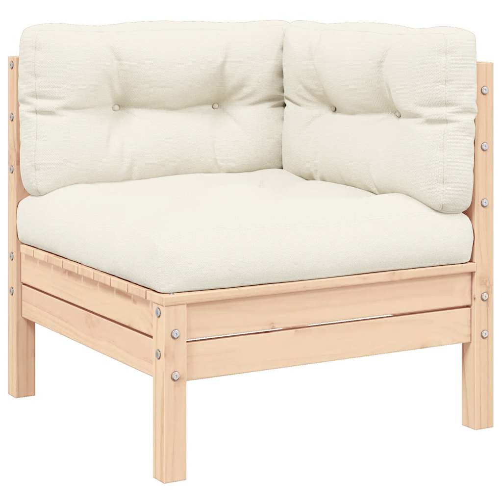2-seater Garden Sofa Set of 2 Cream, Natural Wood