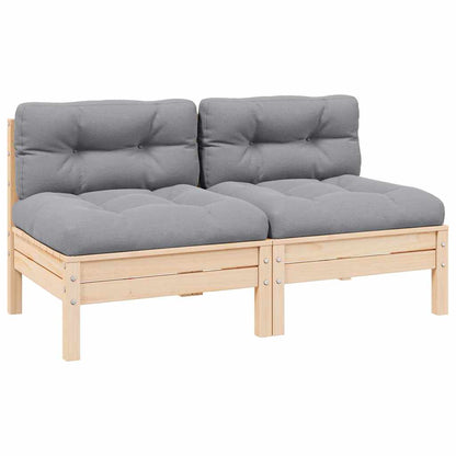 2-seater Garden Sofa Set of 2 Grey, Pine