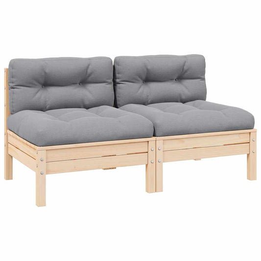 2-seater Garden Sofa Set of 2 Grey, Pine