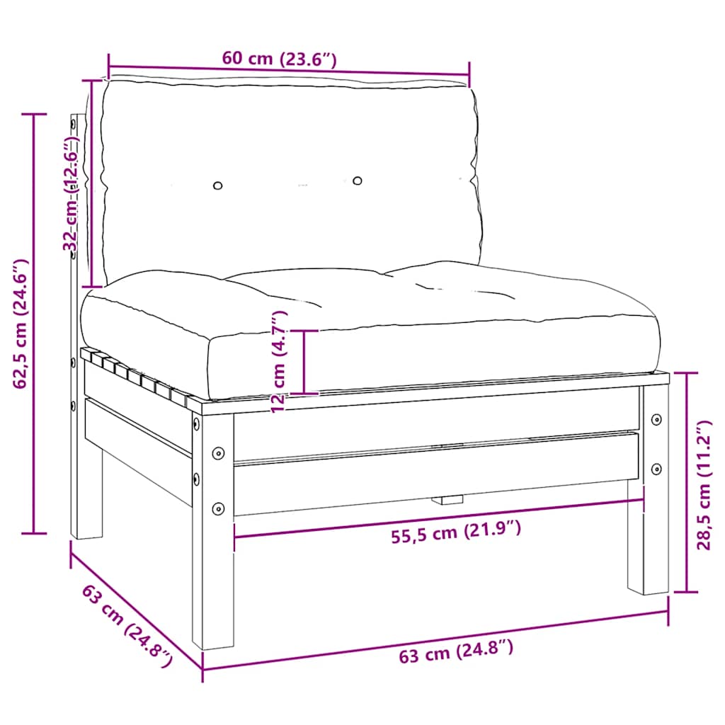 2-seater Garden Sofa Set of 2 Grey, Pine