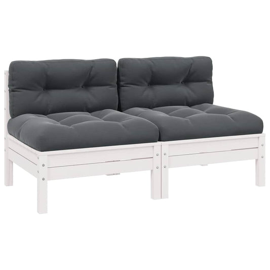 2-seater Garden Sofa Set of 2 White, Anthracite