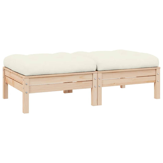 2-seater Garden Sofa Set of 2 Cream, Light Wood