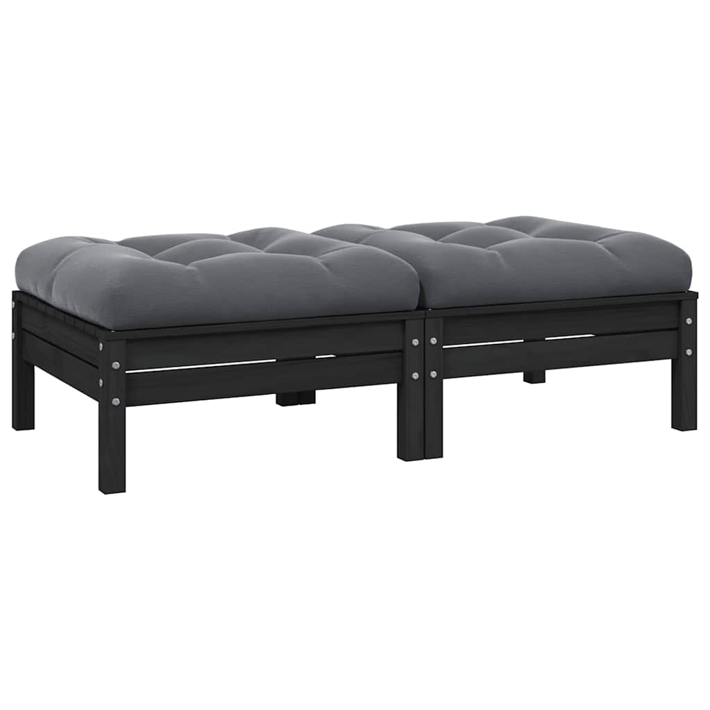 2-seater Garden Sofa Set of 2 Black