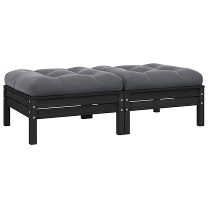 2-seater Garden Sofa Set of 2 Black