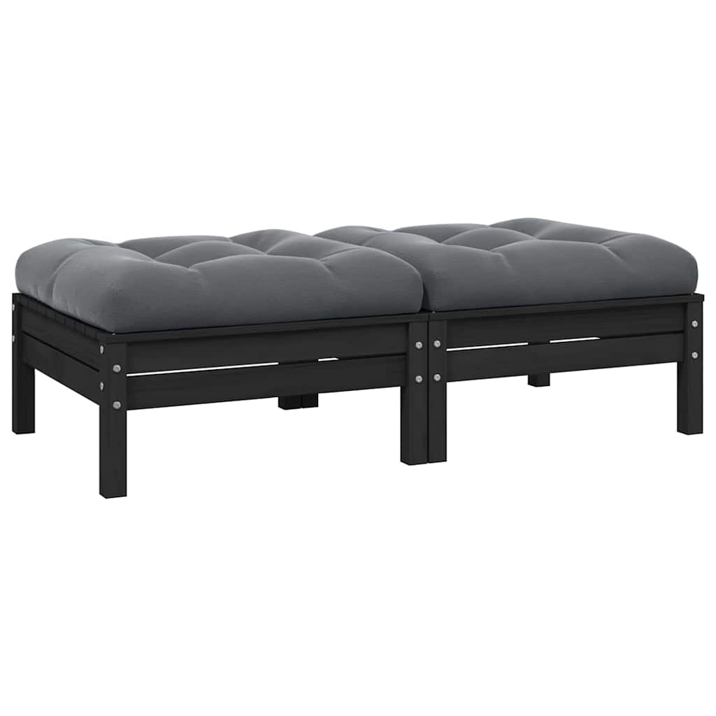 2-seater Garden Sofa Set of 2 Black