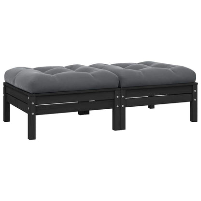 2-seater Garden Sofa Set of 2 Black