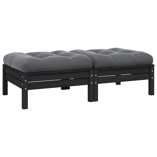 2-seater Garden Sofa Set of 2 Black