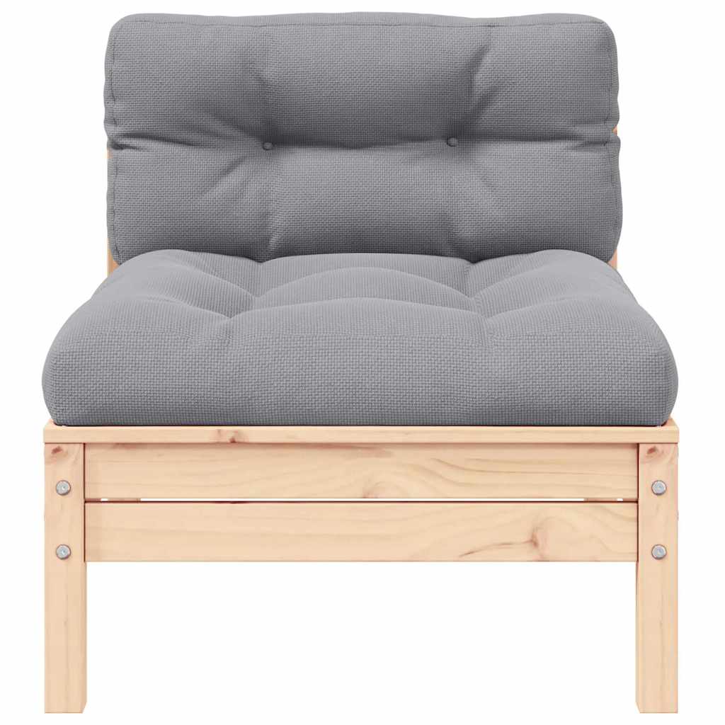 3 Piece Patio Lounge Set with Gray Cushions Solid Pinewood