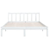 Bed Frame without Mattress White Solid Wood Double
