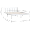 Bed Frame without Mattress White Solid Wood Double