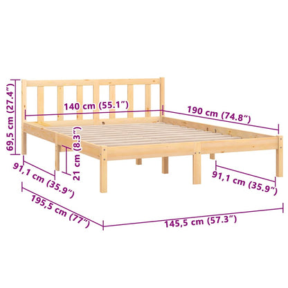 810062 vidaXL Bed Frame without Mattress Solid Wood 140x190 cm