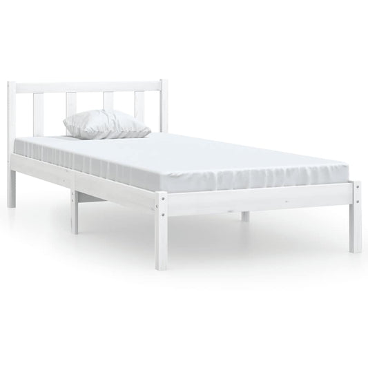 810068 vidaXL Bed Frame without Mattress White Solid Wood 90x200 cm