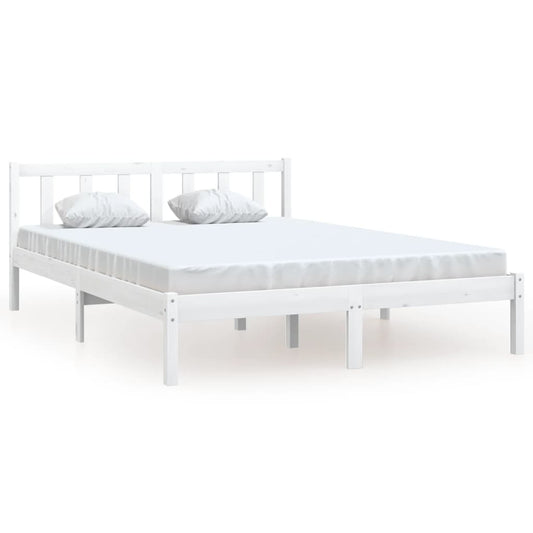 810078 vidaXL Bed Frame without Mattress White Solid Wood 120x200 cm