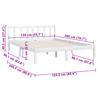 810078 vidaXL Bed Frame without Mattress White Solid Wood 120x200 cm