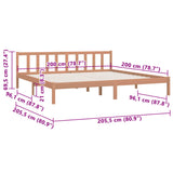 Bed Frame Honey Brown Solid Pinewood 200x200 cm