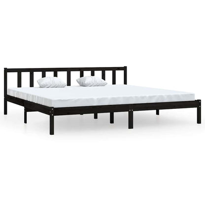 810106 vidaXL Bed Frame without Mattress Black Solid Wood 200x200 cm
