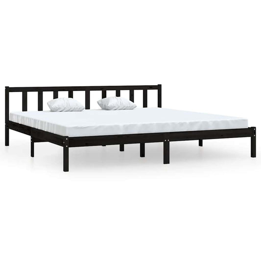 810106 vidaXL Bed Frame without Mattress Black Solid Wood 200x200 cm