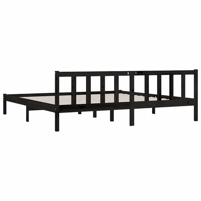810106 vidaXL Bed Frame without Mattress Black Solid Wood 200x200 cm