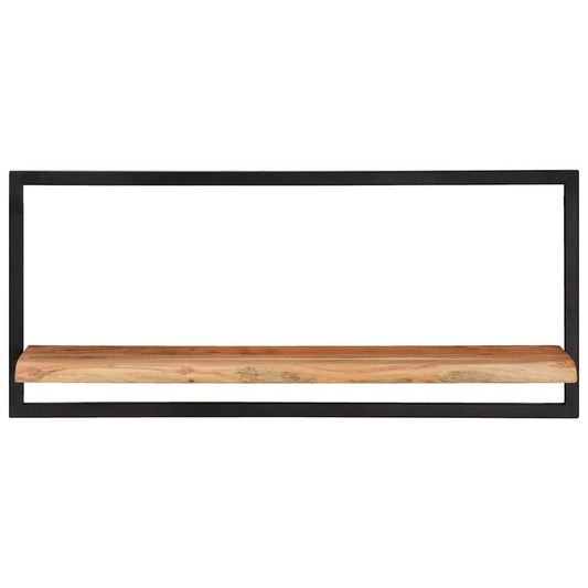 Wall Shelf | Set of 2 | Natural Wood with Black Frame