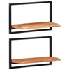 Wall Shelves 2 pcs 60x25x35 cm Solid Wood Acacia and Steel